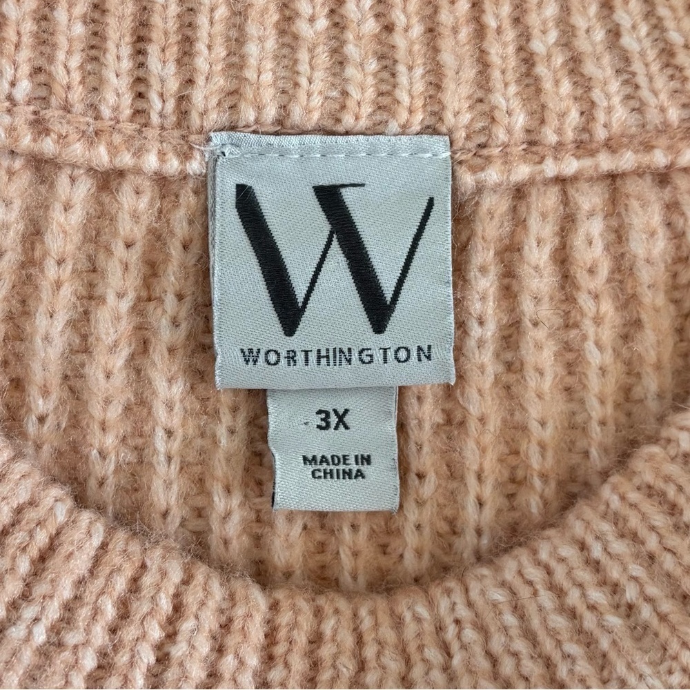Worthington Pullover Knit Sweater Womens 3X Peach Soft Cozy - Picture 3 of 7